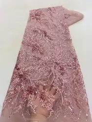 Tissu nigérian en maille et dentelle à paillettes, dentelle africaine de haute qualité, Tulle français brodé en dentelle pour robe de soirée, 2023