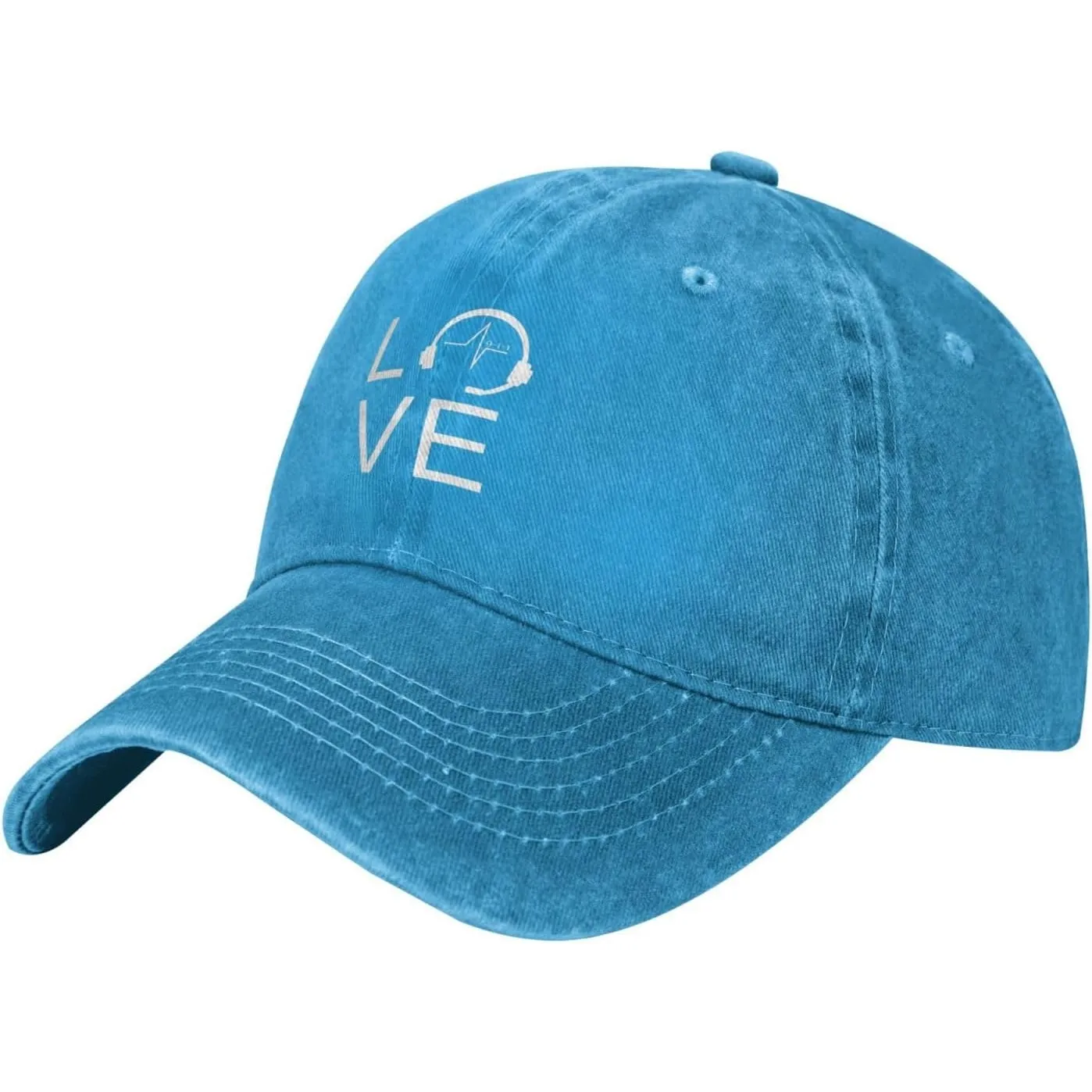 Headphone Love Beat Pulse Music Baseball Cap Washed Cotton Dad Hat for Unisex