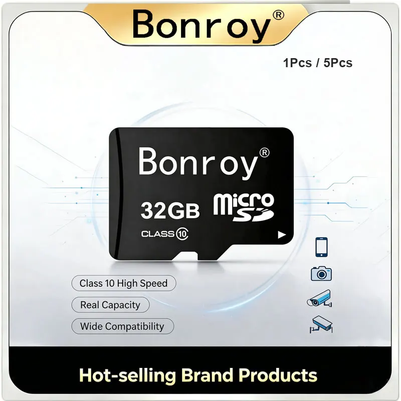 1Pcs/5Pcs Bonroy High Speed Micro TF SD Cards Class10 TF Memory Card 4GB 8GB 16GB 32GB 64GB High Speed for Dash Cam CCTV  Camera