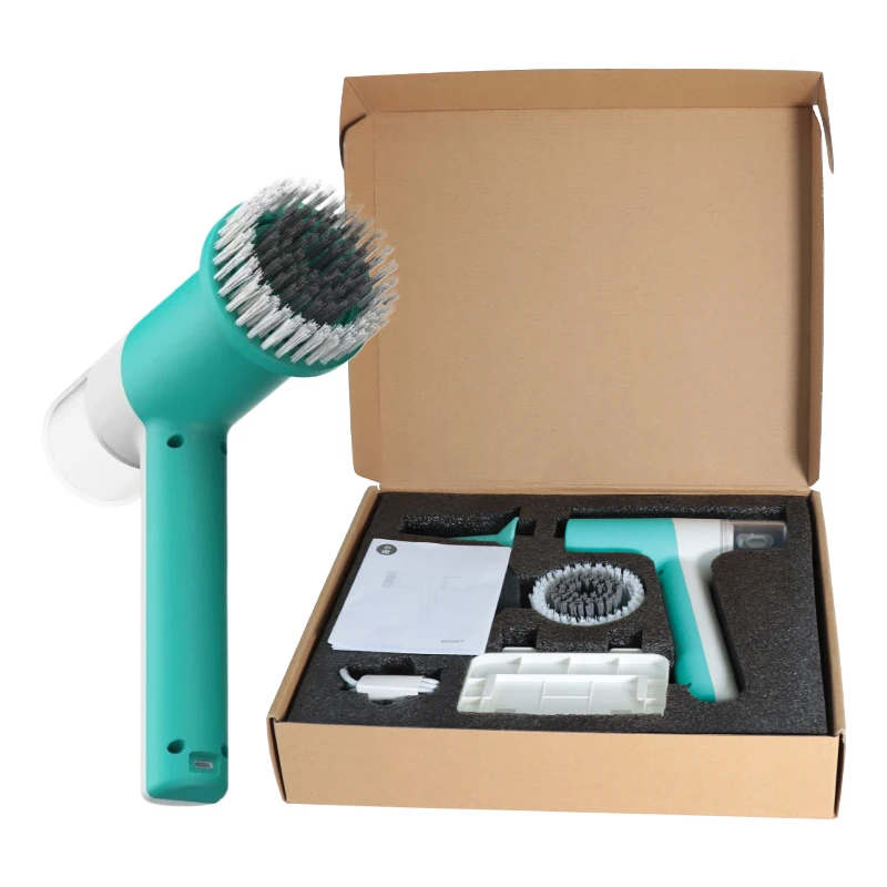 

Electric cleaning brush set with detergent can, bathroom and kitchen floors, made of plastic