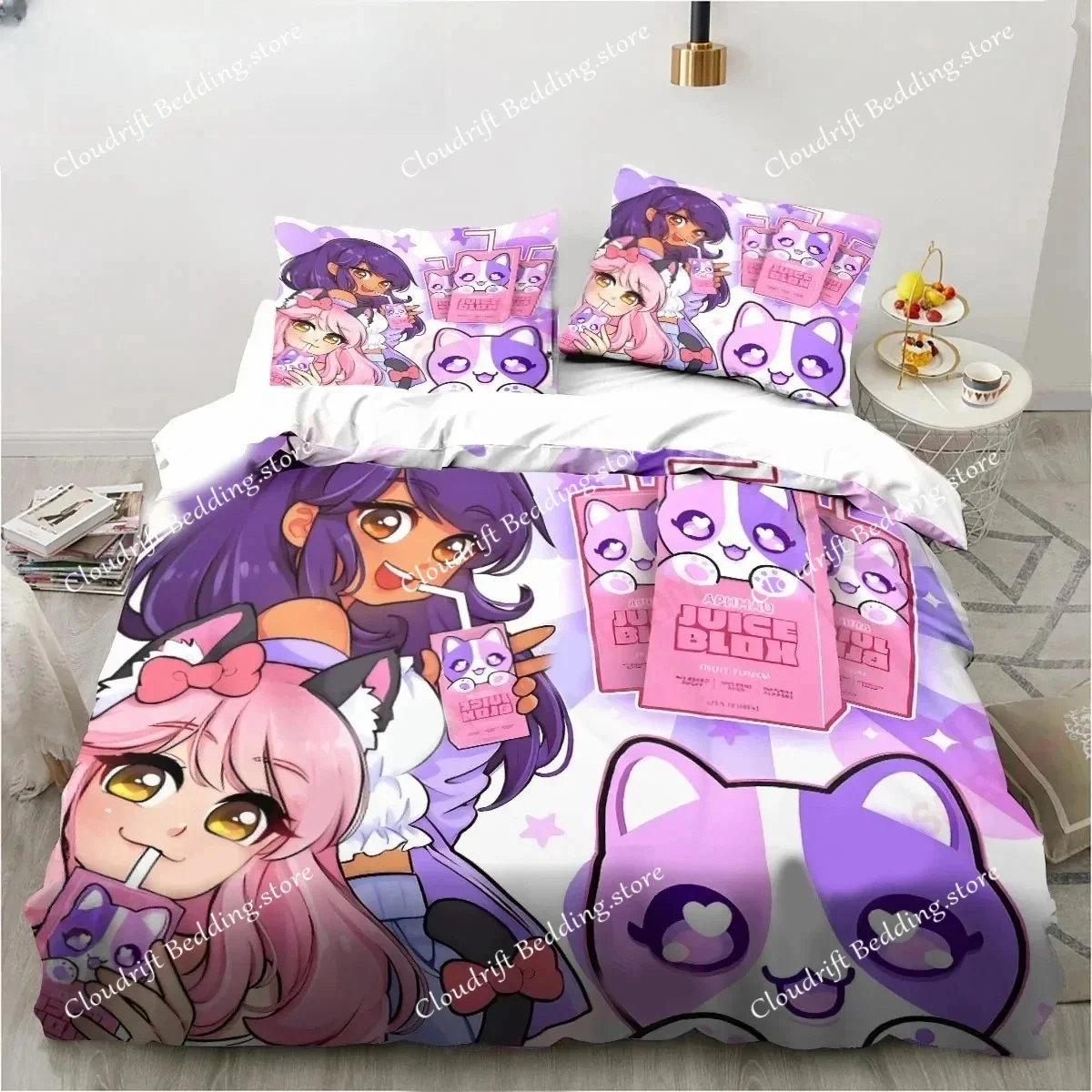 

Cartoon Game Cute Aphmau with Wings Bedding Set Boys Girls Twin Queen King Size Duvet Cover Pillowcase Bed boys Adult