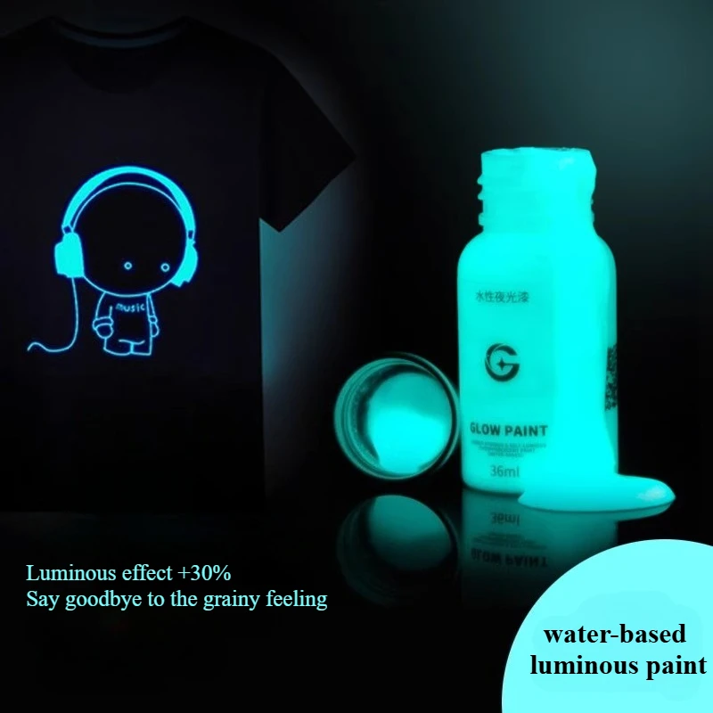 36ml Water-based Luminous Paint Waterproof Brightness Strong for Wall Graffiti Clothing Painting DIY Crafts Festival Decoration