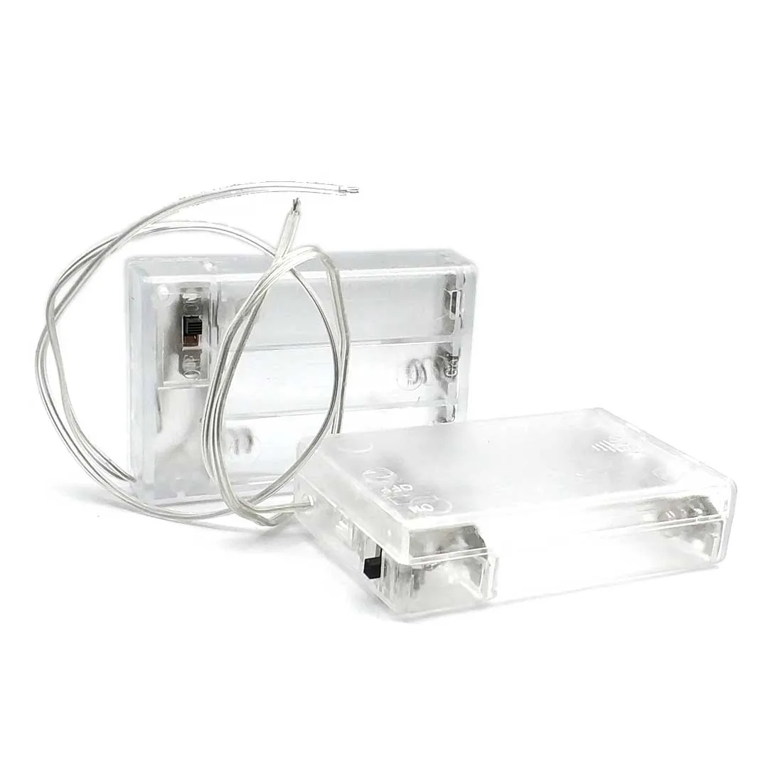 Casing penyimpanan baterai AA 3 Slot 4.5V tempat baterai AA kotak penyimpanan baterai AA dengan sakelar