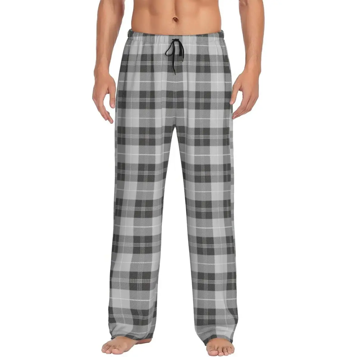 

Custom Print Men Check Plaid Fabric Texture Tartan Pattern Pajama Pants Sleepwear Sleep Lounge Bottoms with Pockets