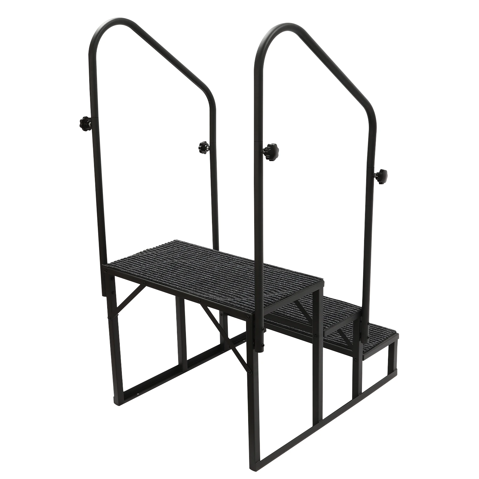 Black 3-step RV Steps With Handrail Stairs Steps For Home RV Camper Porch With A Weight Capacity Of Up To 450 Lbs Per Level