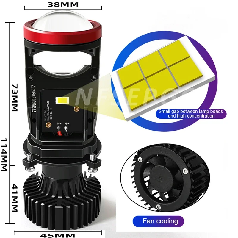 Y8 H4 LED المصابيح الأمامية السيارات H4 LED أضواء جهاز عرض صغير عدسة 6000K السوبر مشرق 22000LM عالية منخفضة شعاع سيارة العلوي LED مروحة تربو #6