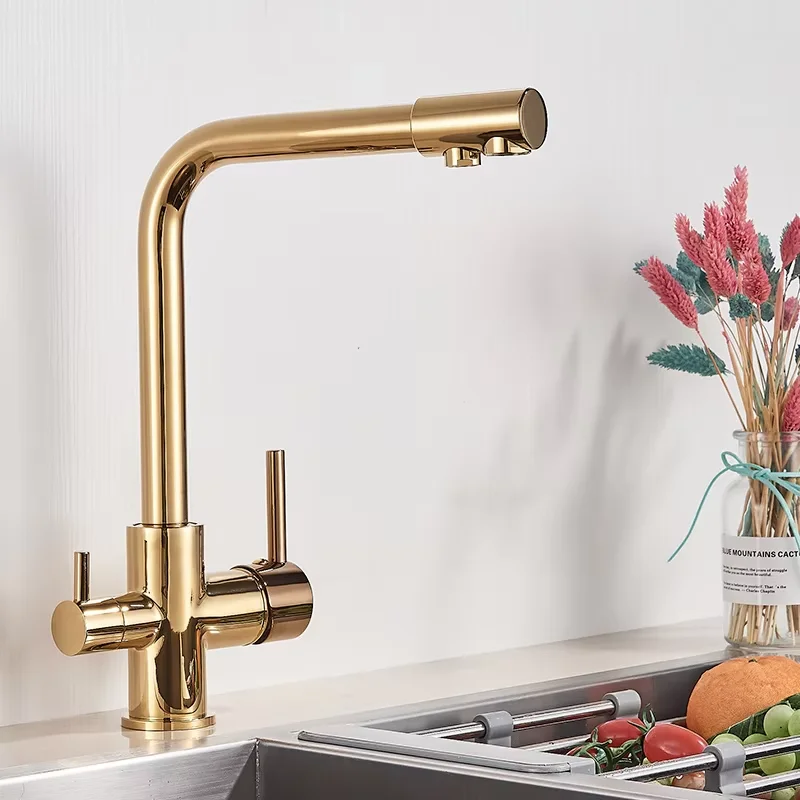 

Gold Luxury Waterfilter Tap Kitchen Faucets Mixer Drinking Water Filter Kitchen Faucet Sink Tap Hot Cold Water Tap For Kitchen