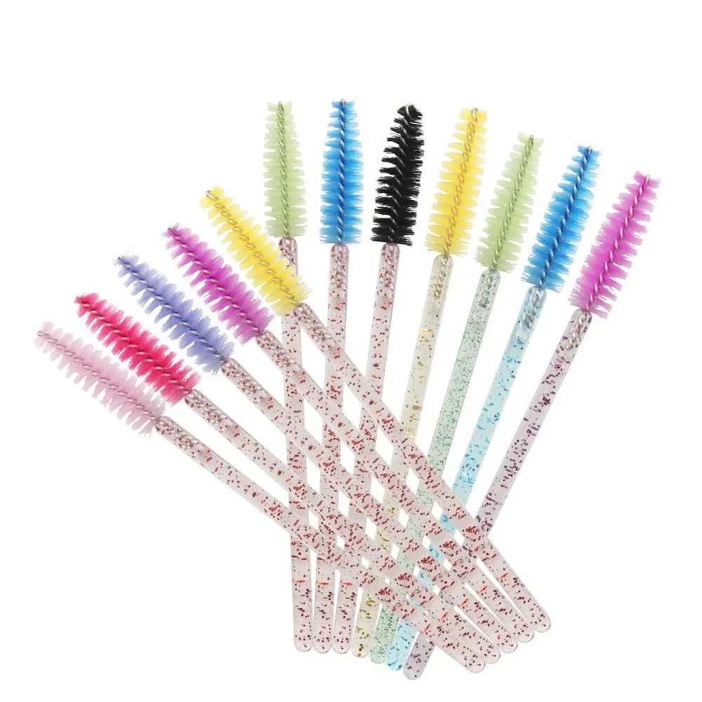 50 Pcs Disposable Crystal Eyelash brush Mascara Wands Applicator Diamond Eye Lash brushes Eyelash Extension women Makeup tools