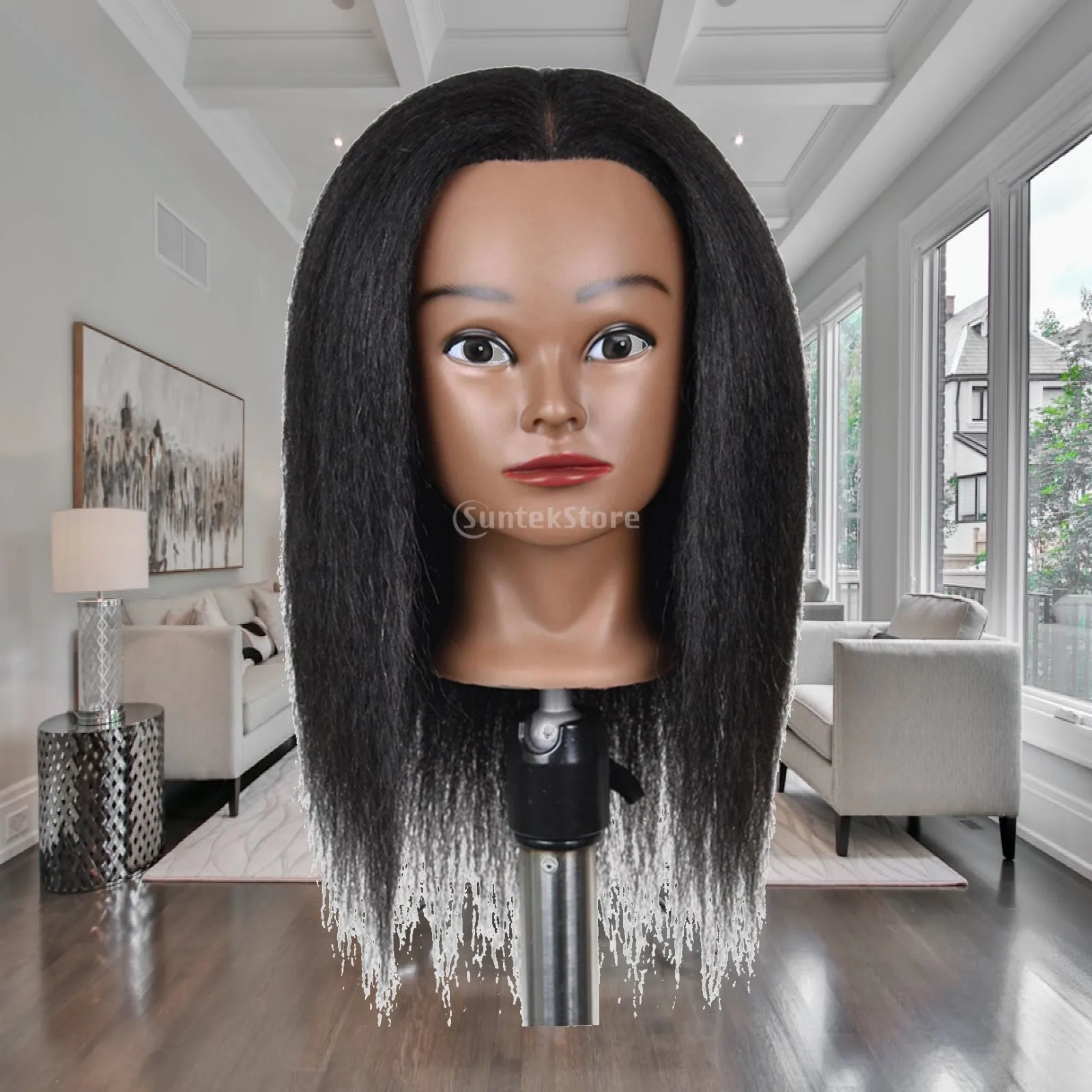 Curly Human Hair Mannequin Head for Hair Styling Practice Women Braiding Doll with Stand Cosmetology