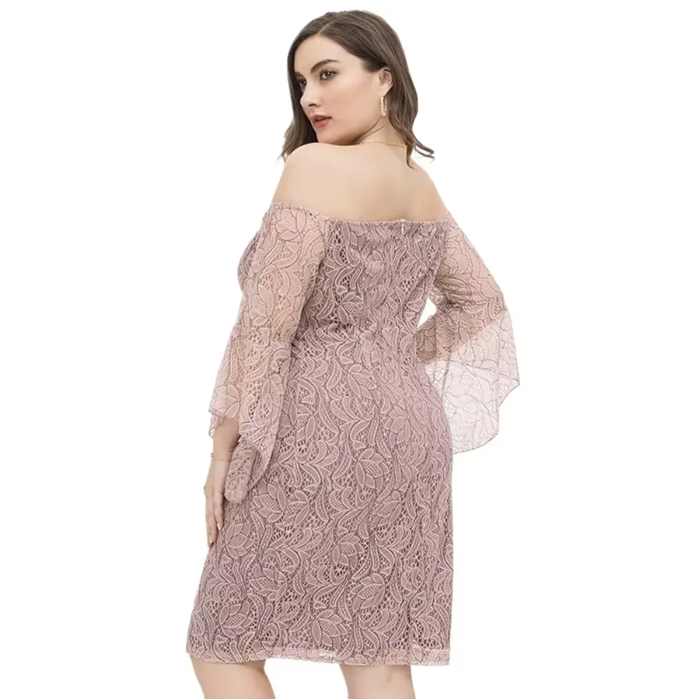 Plus-Size Women's Elegant Fitted Lace Dress for Chubby Girls