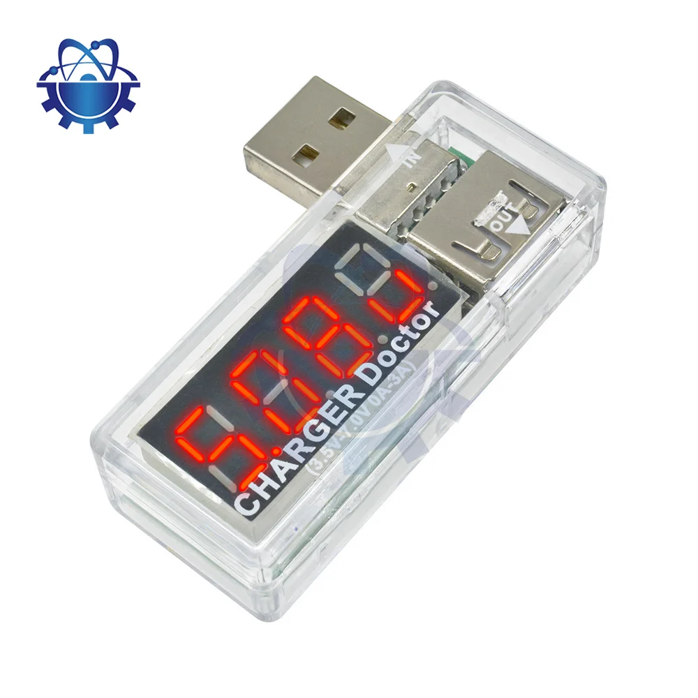 DC 3.3-7.5V Digital USB Mobile Power Charging Current Voltage Tester Meter Mini USB Charger Voltmeter Ammeter Turn Transparent