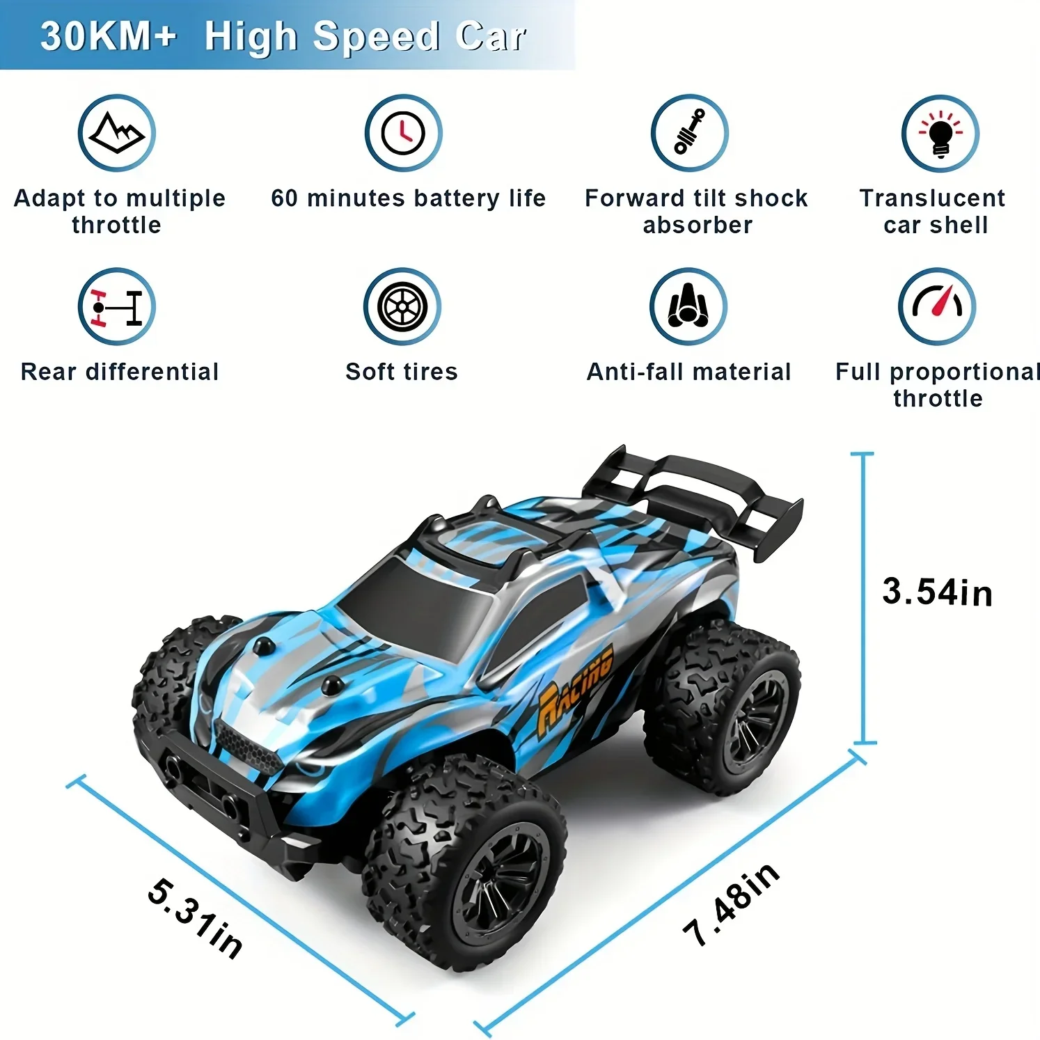 1:20 RC Car 4WD Off Road Remote Control Trucks 20KM/H Szybki pojazd zdalnie sterowany z 2.4G All Terrain Zabawka urodzinowa dla dzieci