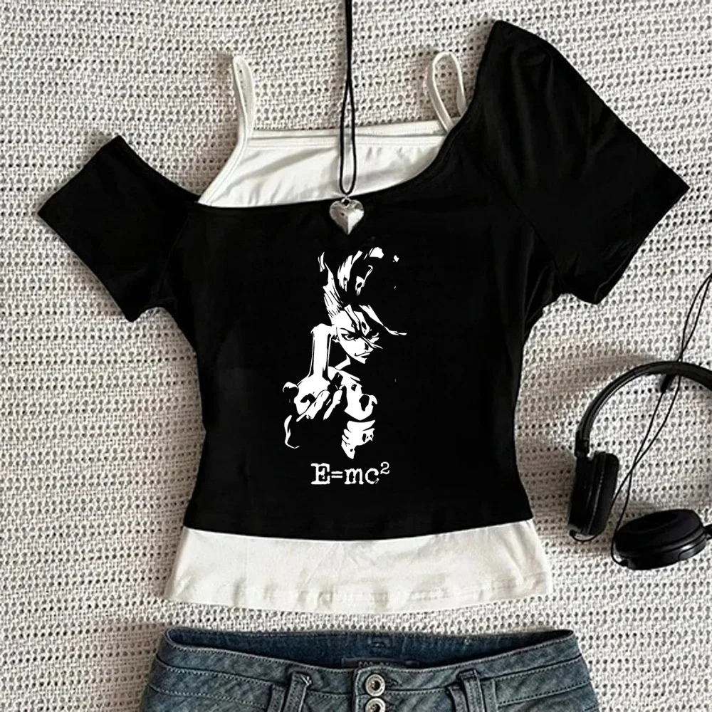 Dr Stone cropped top ladies vintage manga kawaii scene  grunge t shirt gyaru jojifuku dollette vintage cute