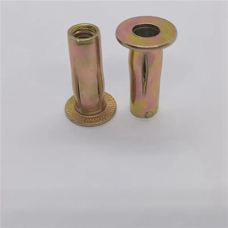 ABMO Multi-Grip Rivet-Nut, M8 Pre-Bulbed Shank Carbon Steel Color-Zinc-Plated Flat Head Threaded Insert Nut 125Pcs