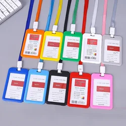 Porte-badge d'identification transparent bon marché, lanière pour réunion d'affaires, visite, étiquette de passe à suspendre, étui de protection pour documents de bonbons