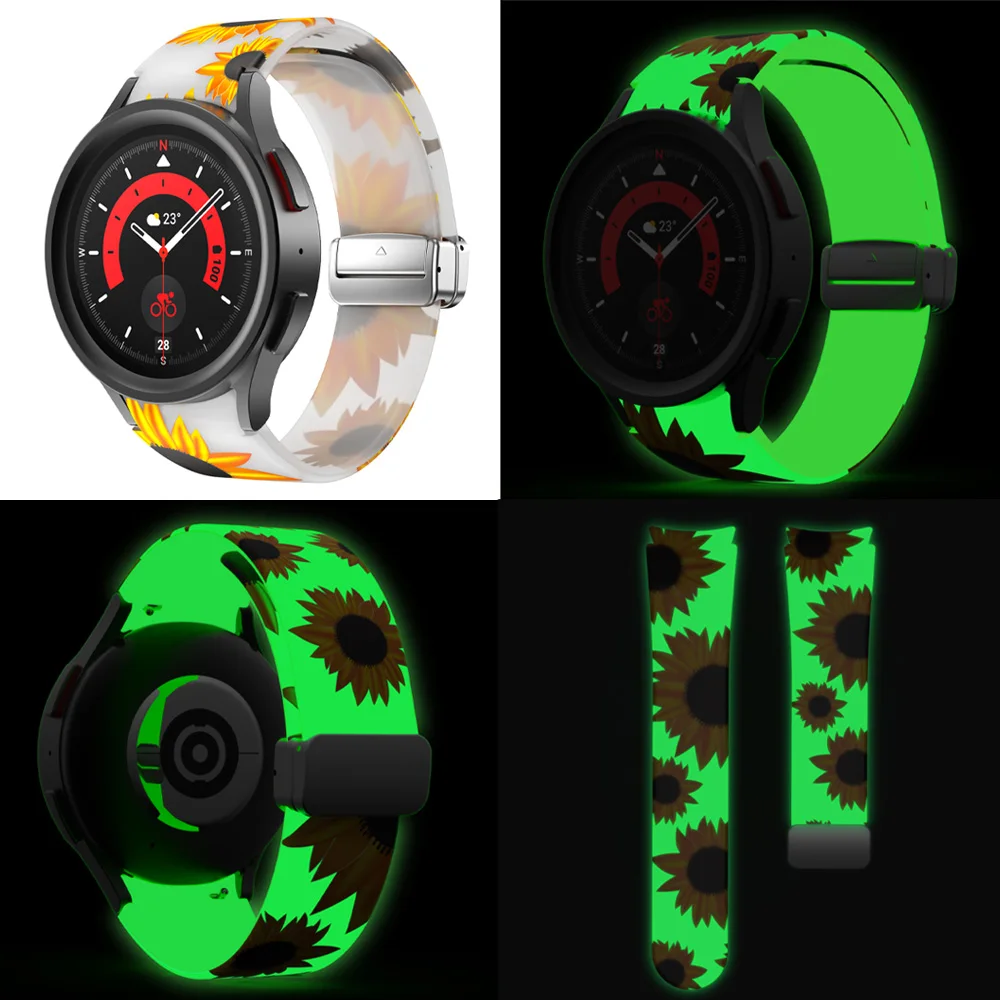 Luminous Straps for Samsung Galaxy Watch 4 5 6 44mm 40mm 5Pro 45mm Watch 4 Classic 46mm Magnetic buckle 6Classic 47mm Print Band