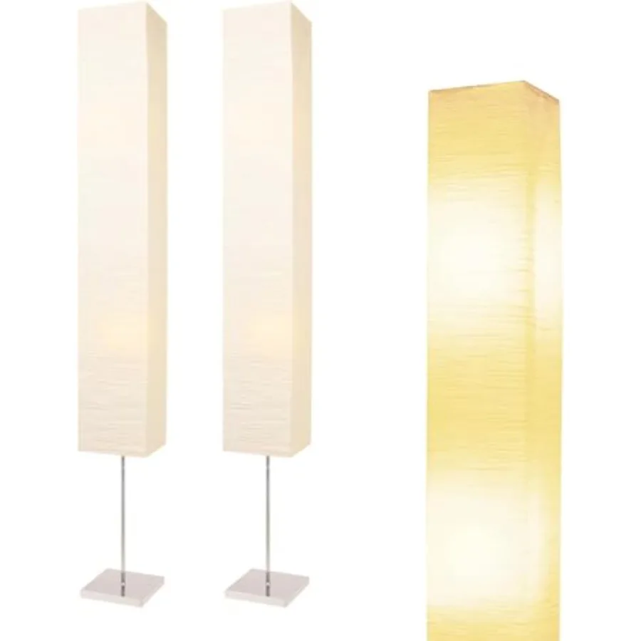 Paper Floor Lamp, Japanese Floor Lamp with Rice Paper Lamp Shade, Corner Paper Lantern Floor Lamp for Bedroom, Office, Living R