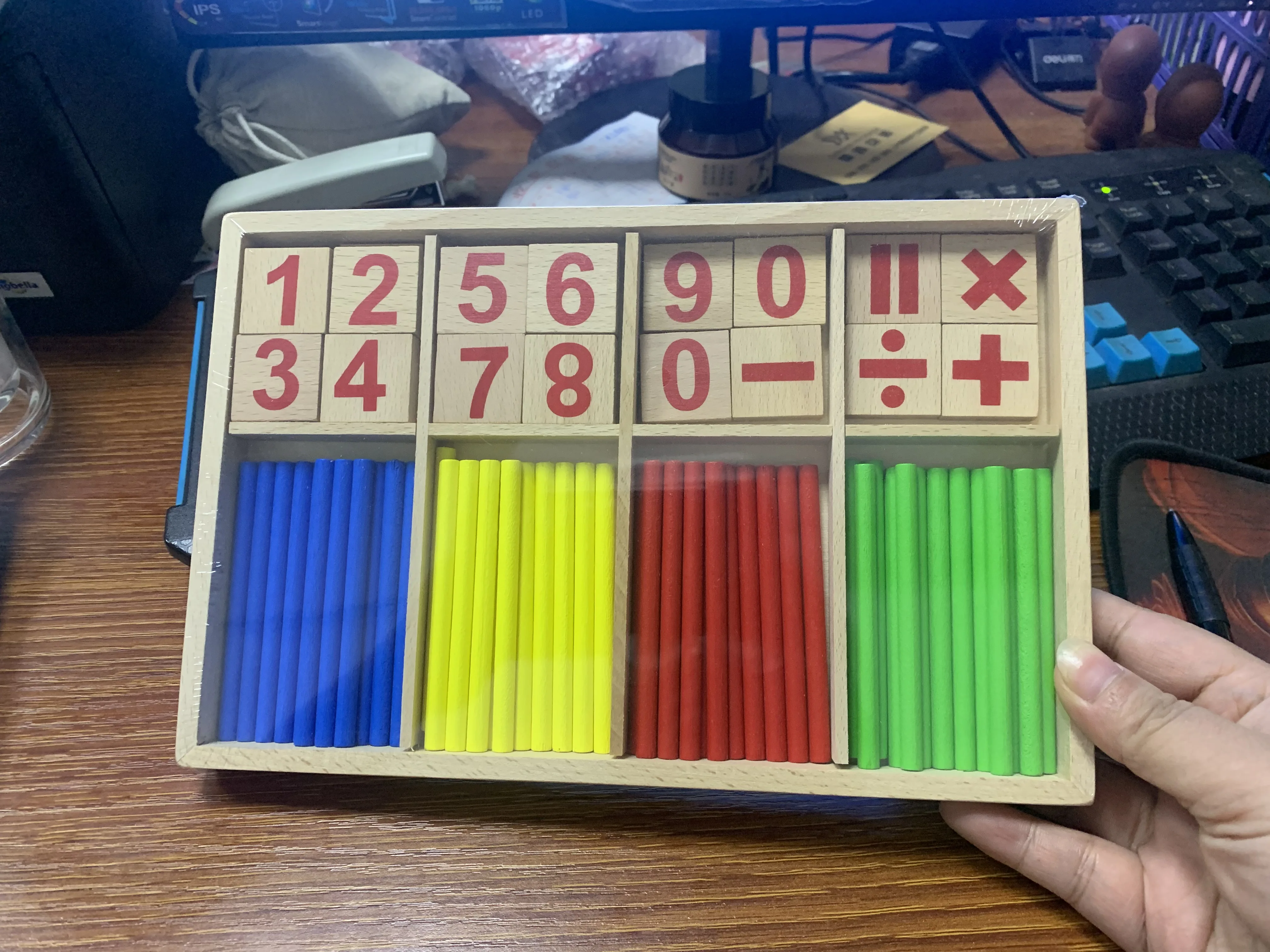 몬테소리 교육 나무 장난감, 어린이 수학 계산 스틱 장난감, 유치원 교육 수학 산수 교육 보조, 어린이 선물