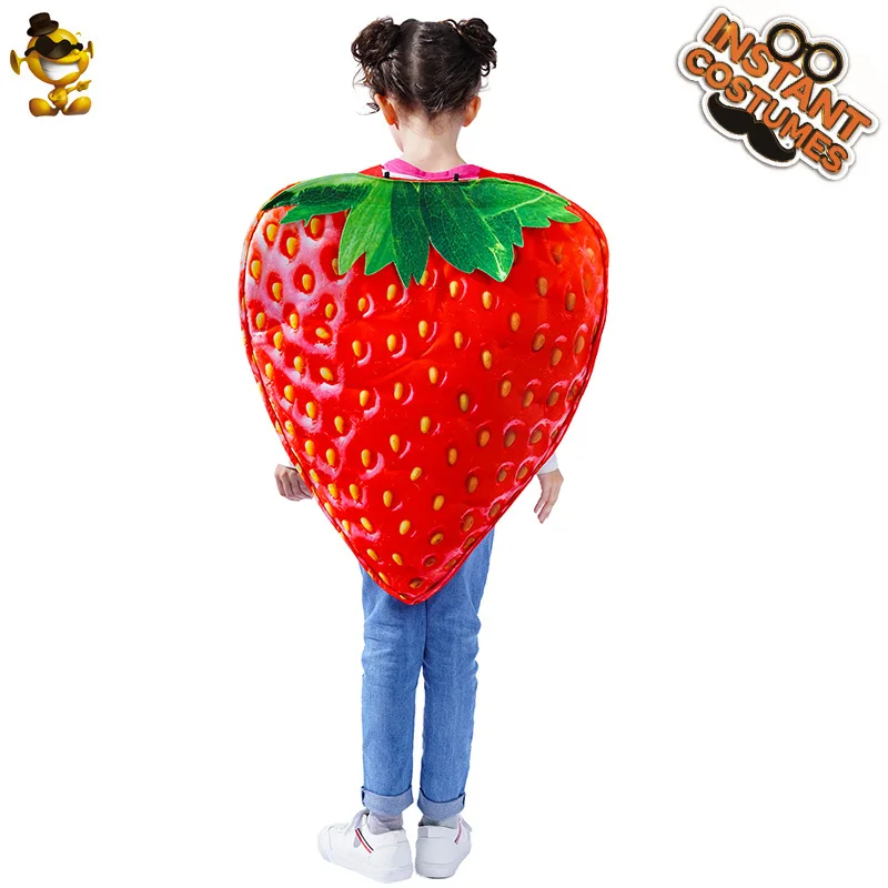Funny Cute Girls Strawberry Costume Children Performance Costume Double Sided Strawberry Performance Costume Spoof Party Props