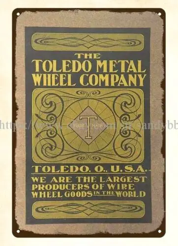 reasonable home decor The Toledo Wheel Co. catalog Cover metal tin sign