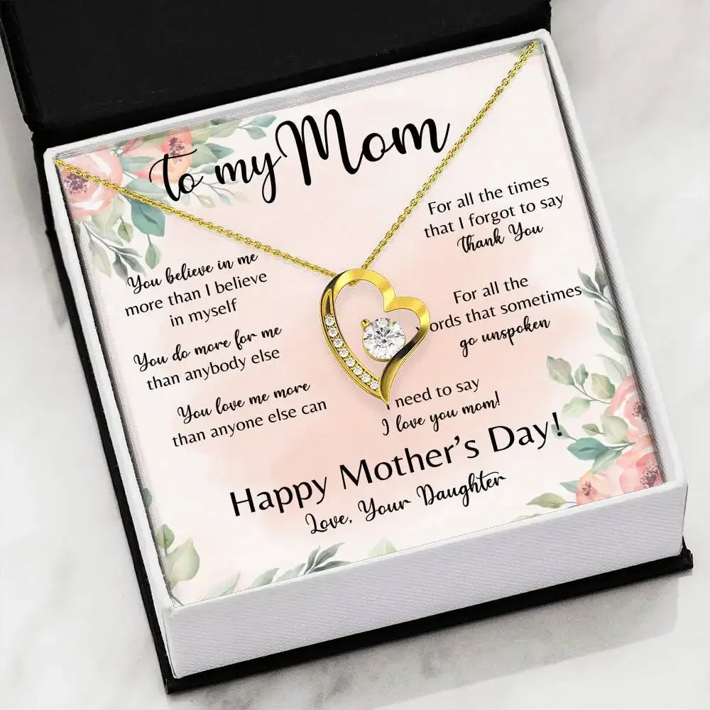 To My Mommy Gift 2023 New Metal Alloy Heart Pendant Necklace Fashion Women Mom Necklace Daughter Mother Day Gifts Birthday