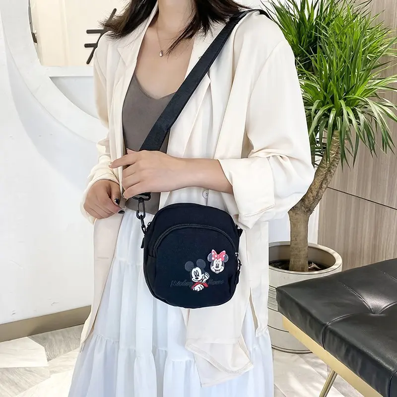 Disney Mickey Mouse Children\'s Shoulder Bag Girl Fashion Cartoon Print Canvas Crossbody Bag Student All-in-one Shoulder Bag