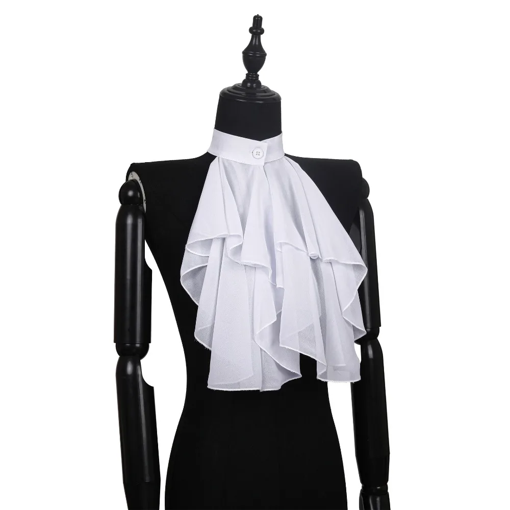 Cuello con volantes renacentista: elegante pieza de cuello desmontable blanca para disfraces y recreación histórica