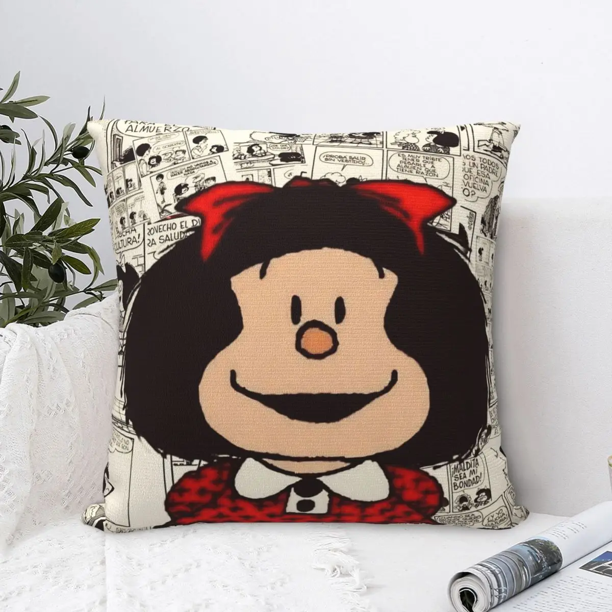 Love Mafalda Cartoon Pillowcase Soft Polyester Cushion Cover Decorations Pillow Case Cover Home Zippered 18''