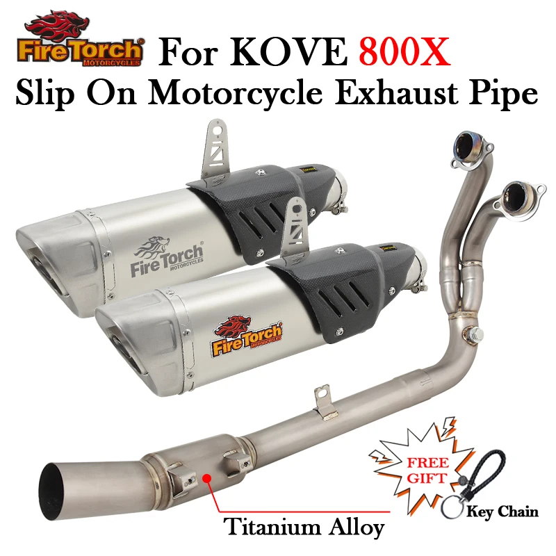 

Titanium Alloy For KOVE 800X 800 Rally Adventure Pro 2023 Motorcycle Carbon Fibre Exhaust Muffler Escape Moto Front Link Pipe