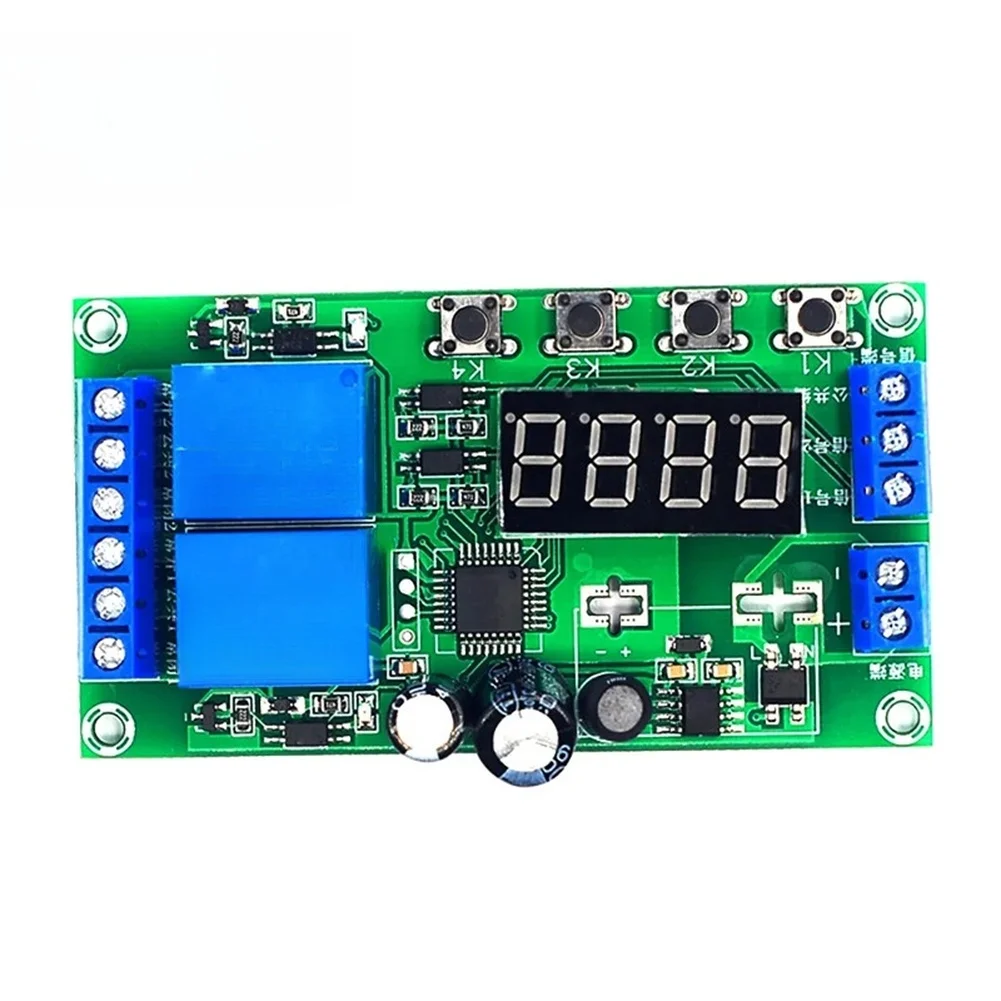 Adjustable Cyclic Timing Relay Module with Two Channels for DC 7V to 30V Power Systems and Trigger-Based Activation