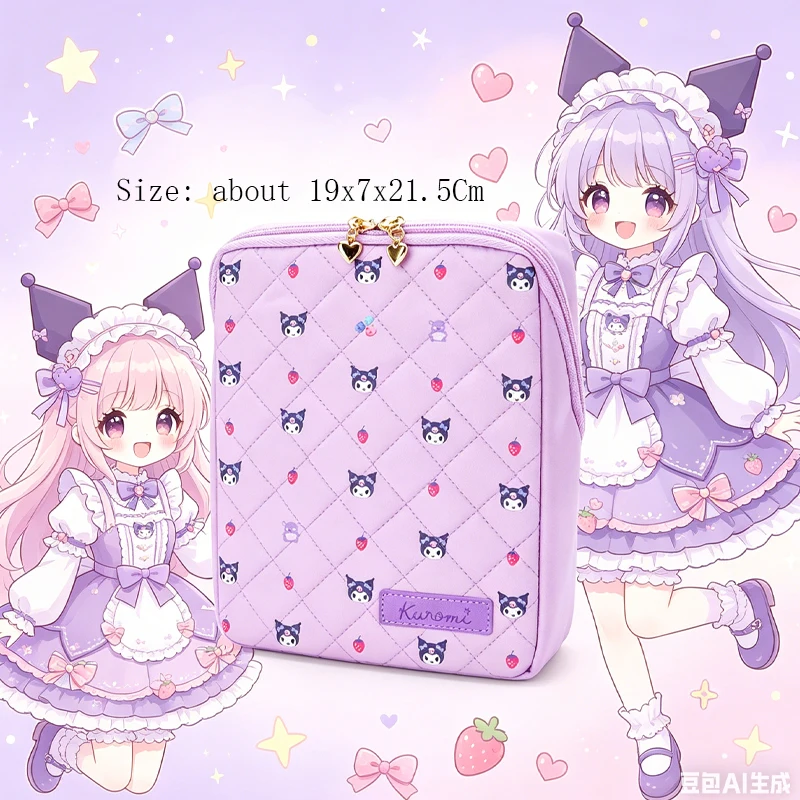 

Большая косметичка Hello Kitty Sanrio для девочек, портативная сумка для макияжа Cinnamoroll, органайзер для карт, аниме-кавайный мультяшный дизайн