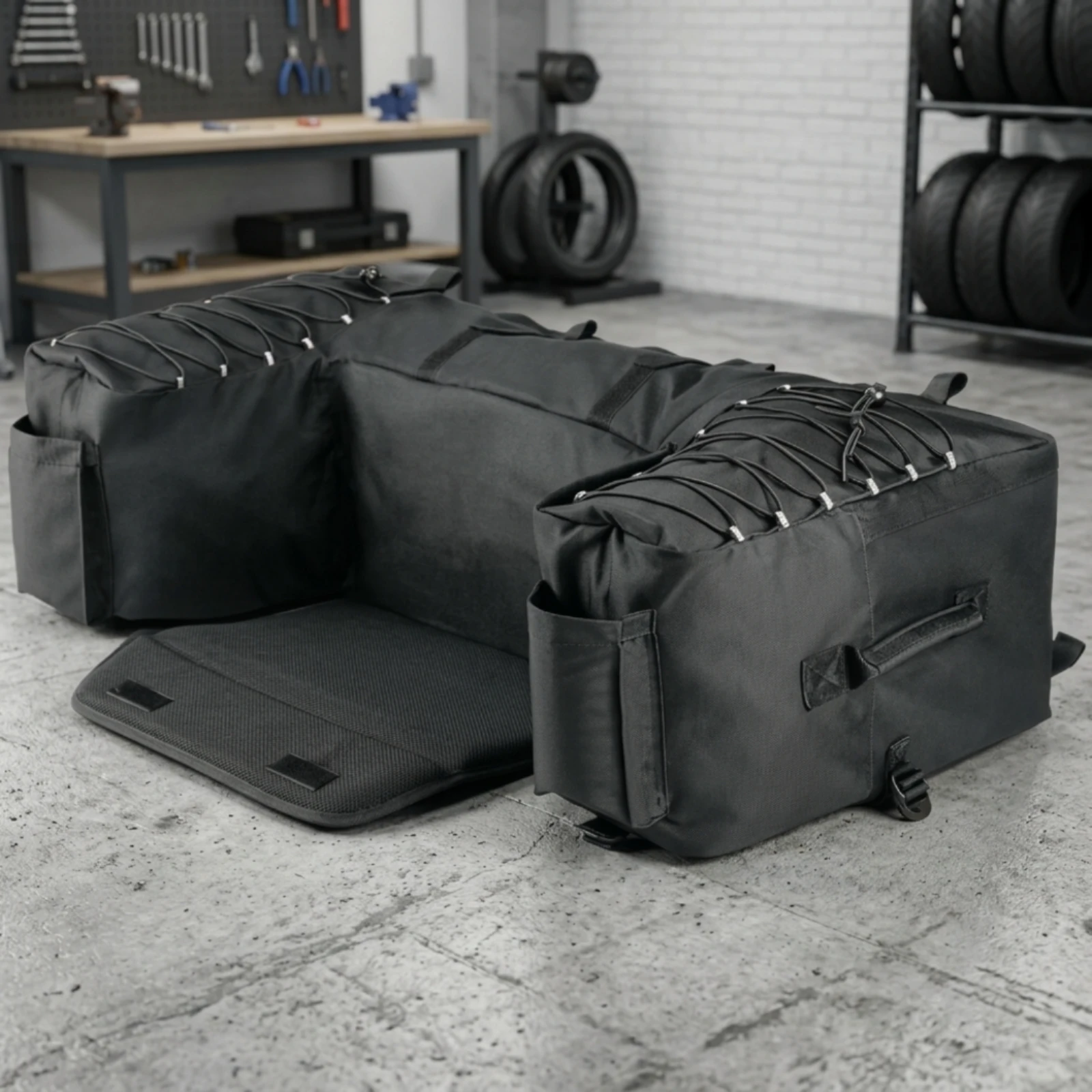 ATV Rear Cargo Bag with Bottle Pockets Surround-Style ATV Tail Bag Adjustable Stable for Riders, Camping