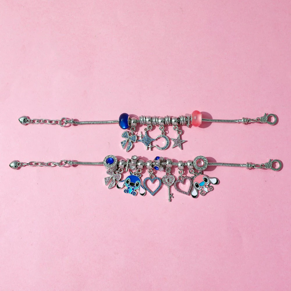 재미있는 귀여운 애니메이션 스티치 스타일 액세서리 비즈 DIY 팔찌 세트 랜덤박스 미스터리 선물 파티 서프라이즈 장난감 (어린이용)