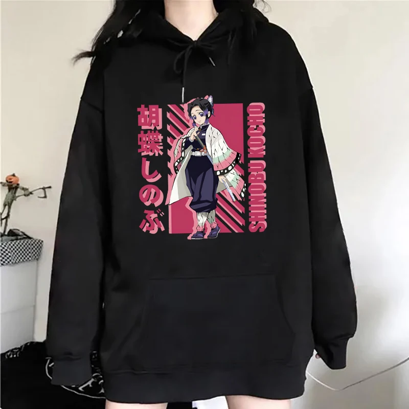 New Anime Kochou Shinobu Pattern Print Hoodies For Women Fashion Casual Sports Sweatshirts Ladies Pullovers Tops