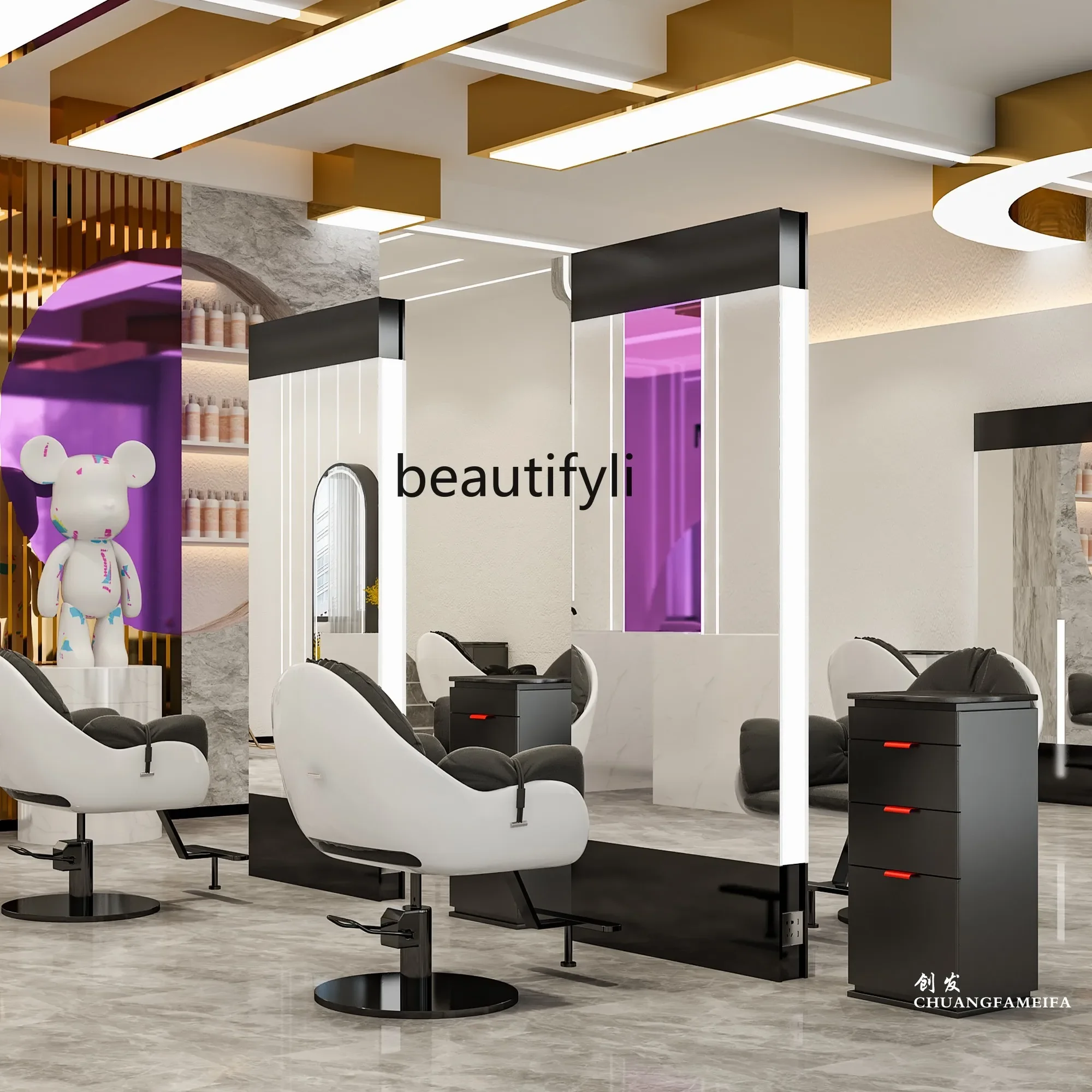 45Новый туалетный столик для парикмахерской, напольное зеркало для парикмахерской, одностороннее, с легкой парикмахерской, стрижка и завивка волос