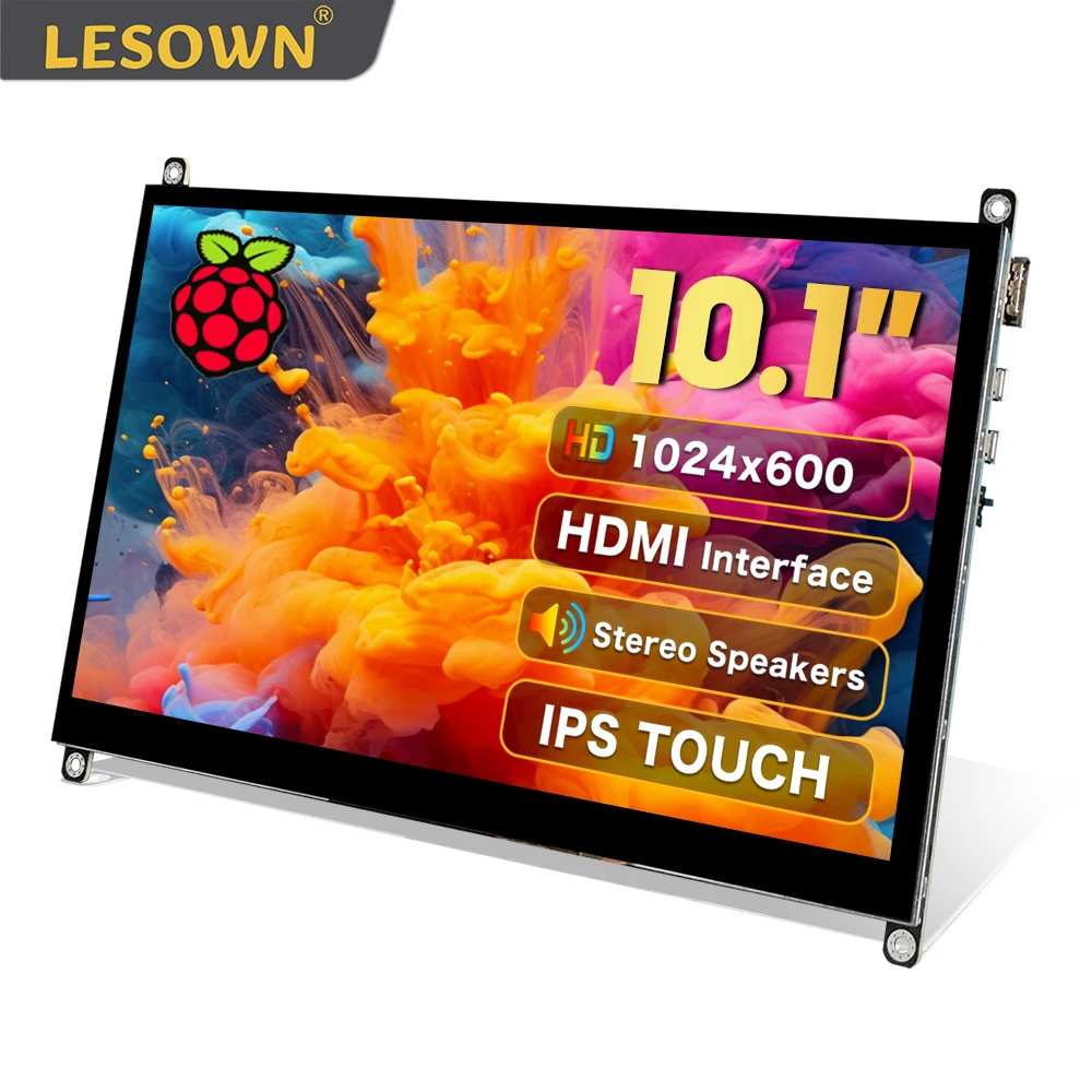 LESOWN mini Small Screen 10.1 inch 1024x600 IPS LCD Display HDMI Portable Monitor for Raspberry Pi 5/4B/3B Windows, Free-Driver