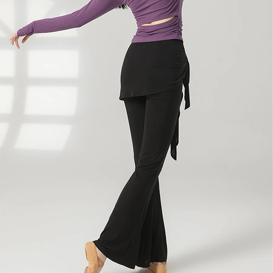 Women Modern Dance Flared Pants With Cover Up Breathable Loose Wide Leg Ballet Chinese Classical Dance Performance Yoga Trousers