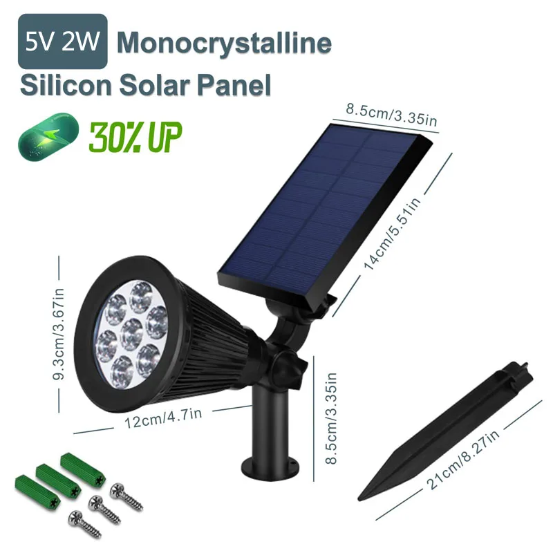 Spot Lumineux Solaire à 7LED RVB, Imperméable Conforme à la Norme IP65, Éclairage d'Extérieur, Luminaire Décoratif de Paysage, Idéal pour une Pelouse ou un Jardin, 1 Pièce