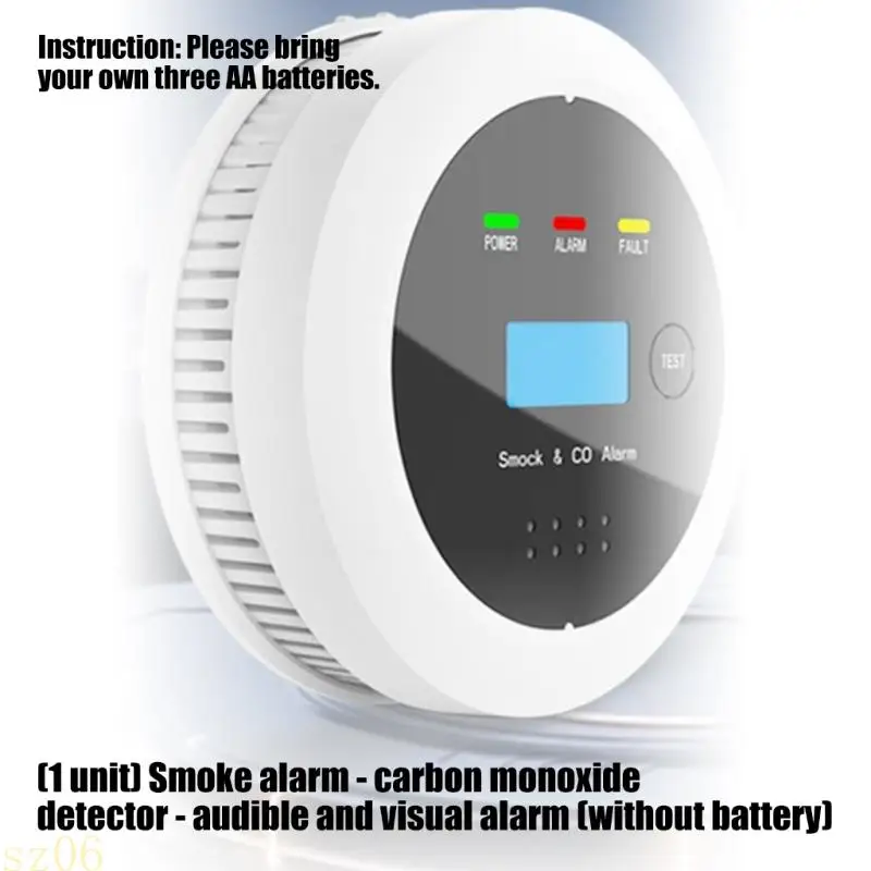 Q2Q4 Hearable Visual Smokes and CO Alarm Detector Alerts Device with Indicators Light