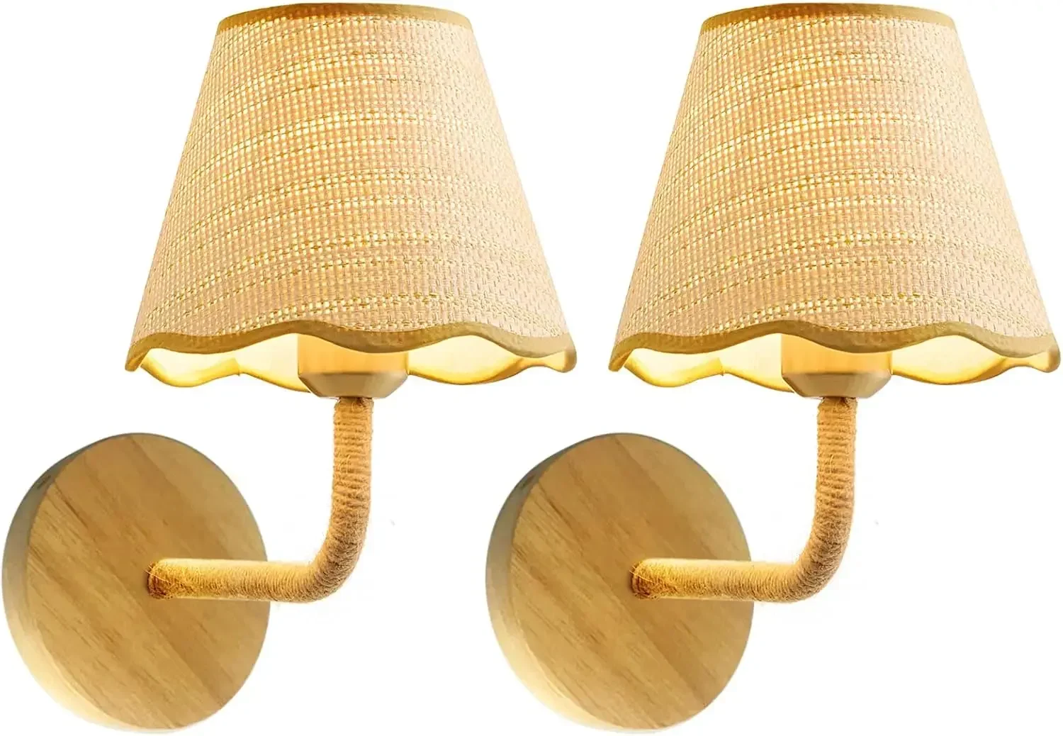 

Набор из двух настенных светильников ручной работы, работающих от батареек, беспроводные, с дистанционным управлением, регулируемой яркостью.