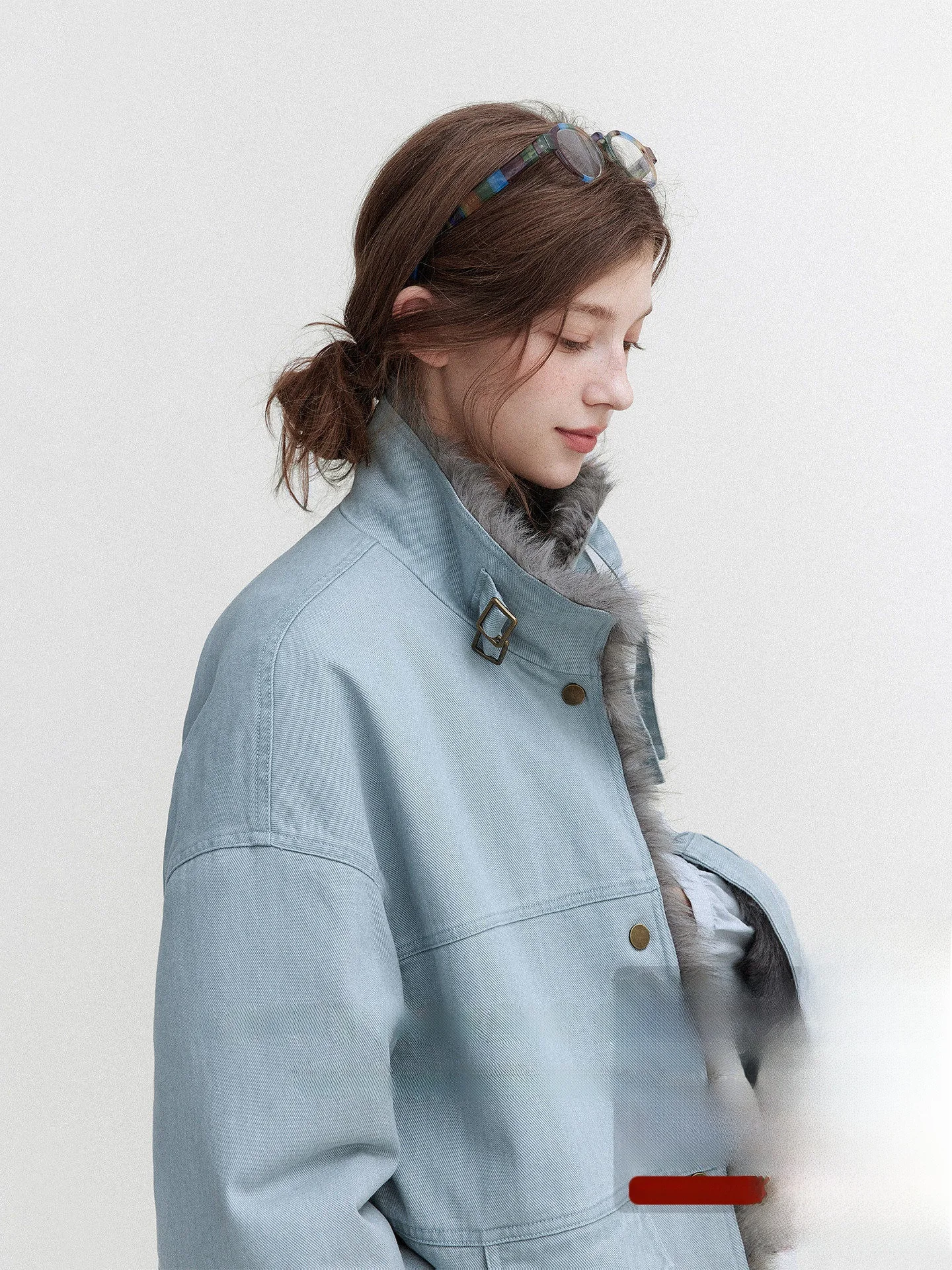 

Винтажная джинсовая парка с мягкой подкладкой из искусственного меха, женское пальто в скандинавском ретро-стиле, хлопковое, с длинными рукавами, для повседневной носки