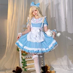 Blue Lolita Apron Maid Anime Cosplay Costume Dress Maid Costumes Halloween Party Uniform Japanese Anime Kawaii Plus Size Dress