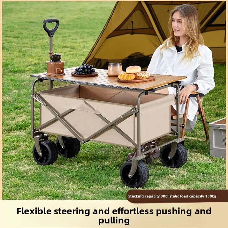 

Camping home with a handcart that can be folded and driven after being assembled, portable folding camp trailer