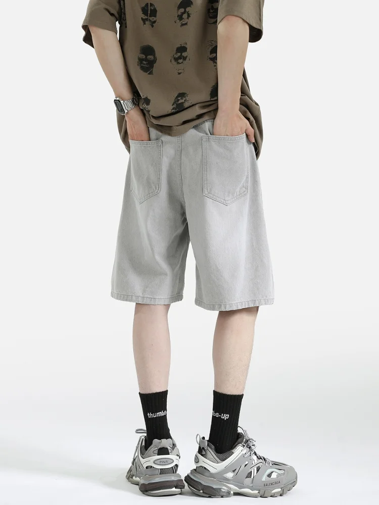 

American Retro Waed Jeans orts Men Summer Trendy Loose Five Parts Street Sle Haome Pants mid Waist Straight Leg Jean...