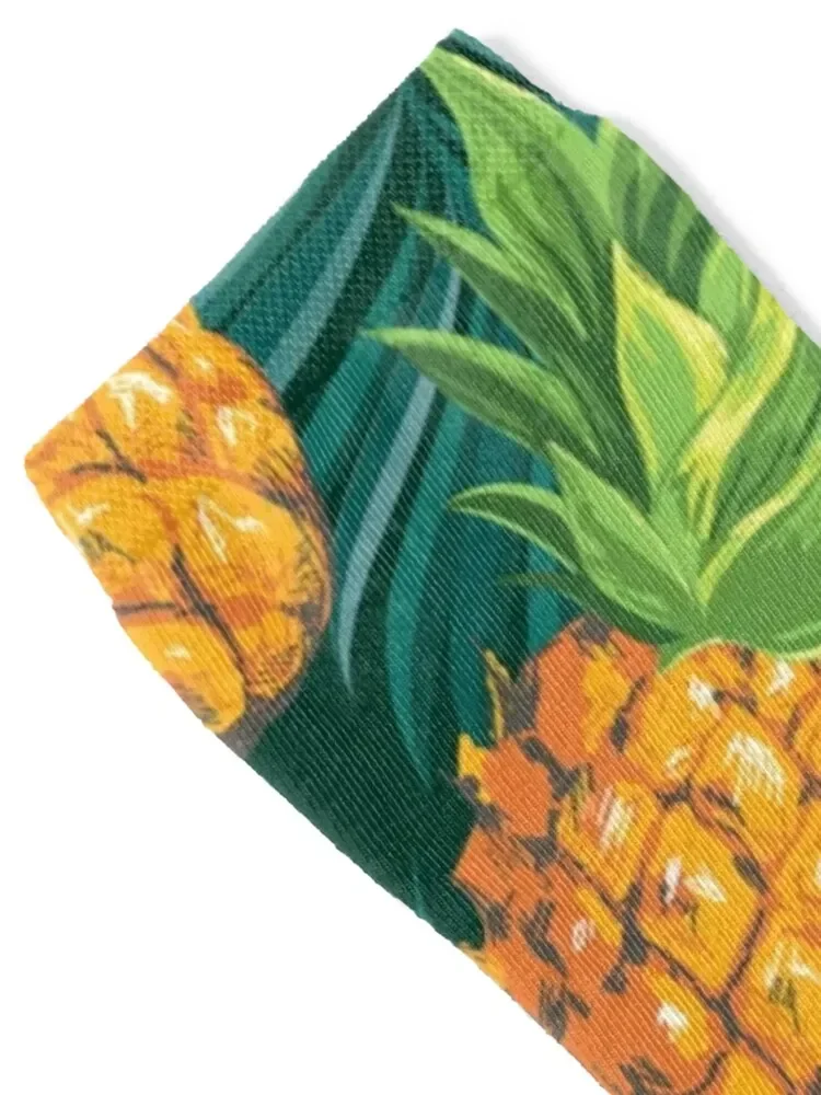 Pineapples with palm leaves on a tropical background pattern for Men's & Women's Fashion Socks gym Socks Woman Men's