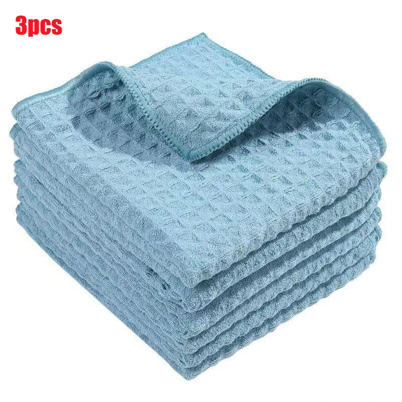 Microfiber Towel Cleaning Cloth Honeycomb Pineapple Grid Towels Waffle Car Wash Absorbent Rag Fast Drying Household Scouring Pad