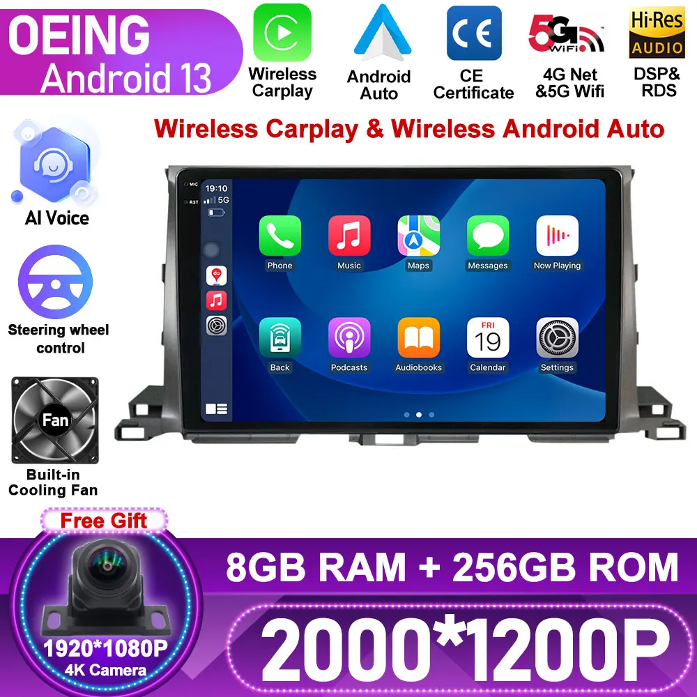 

Android For Toyota Highlander 2013 - 2018 Car Radio Multimedia Player 2 Din Navigation GPS Carplay Autoradio Stereo All In One