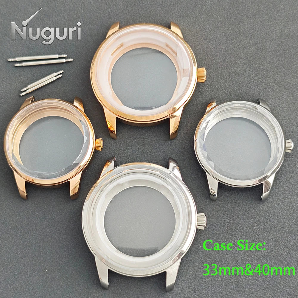 

Корпус для часов из нержавеющей стали 33 мм/40 мм NH35 для мужчин и женщин, с изогнутым стеклом, для механизмов NH35 и NH36.