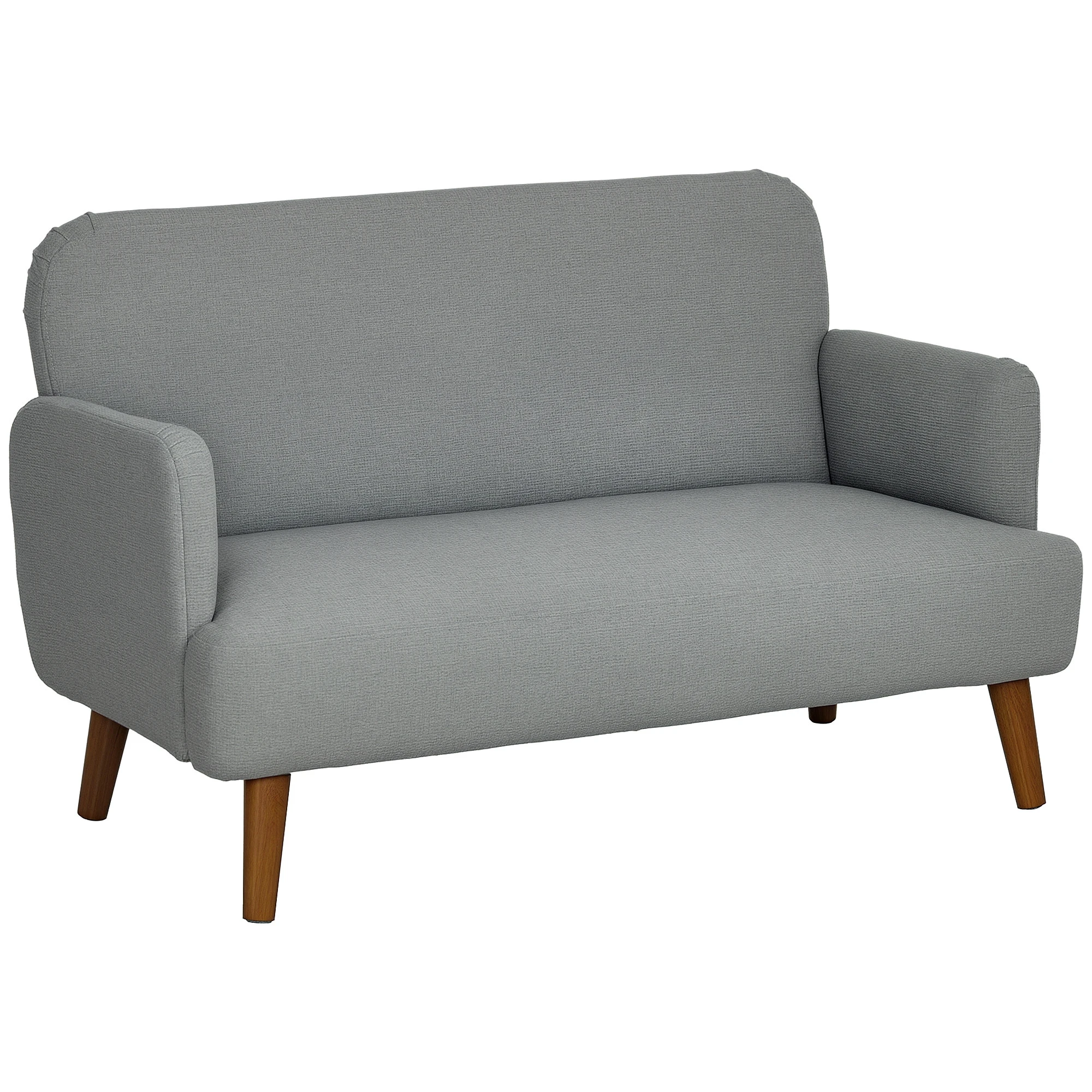 أريكة HOMCOM بمقعدين مع حشوة سميكة 21 سم وأرجل خشبية، رمادي #2