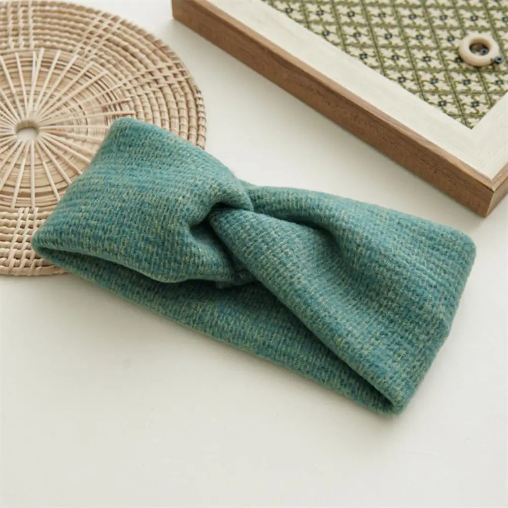 Soft Cable Knit Head Wrap Retro Knit Headband for Women Soft Warm Yarn Turban Wrap Stretchy Wool Knitted Hair for Winter